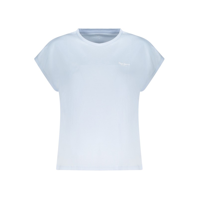 PEPE JEANS T-SHIRT MANICHE CORTE DONNA AZZURRO
