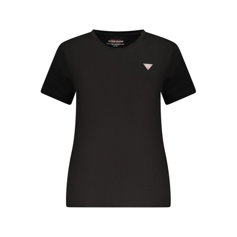 GUESS JEANS T-SHIRT MANICHE CORTE DONNA NERO