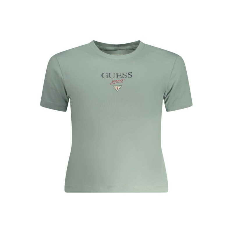 GUESS JEANS T-SHIRT MANICHE CORTE DONNA VERDE