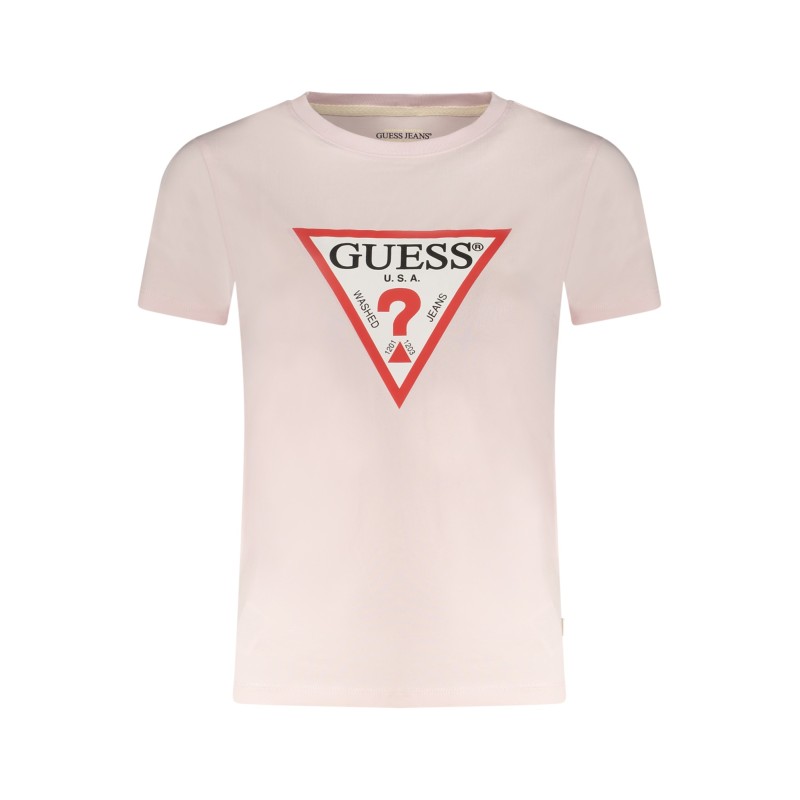 GUESS JEANS T-SHIRT MANICHE CORTE DONNA ROSA
