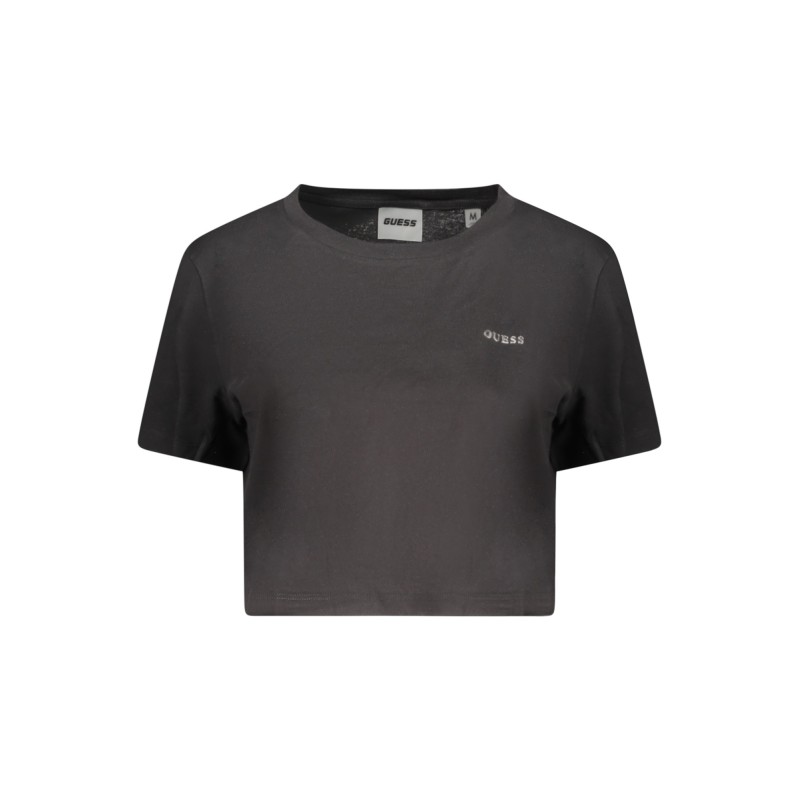 GUESS JEANS T-SHIRT MANICHE CORTE DONNA NERO