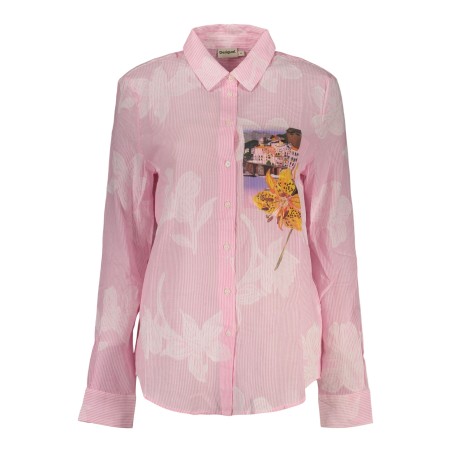 DESIGUAL CAMICIA MANICHE LUNGHE DONNA ROSA