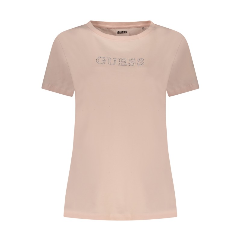 GUESS JEANS T-SHIRT MANICHE CORTE DONNA ROSA