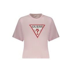 GUESS JEANS T-SHIRT MANICHE CORTE DONNA ROSA