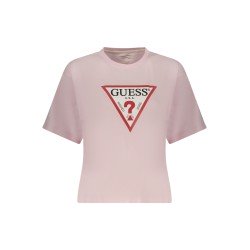 GUESS JEANS T-SHIRT MANICHE CORTE DONNA ROSA