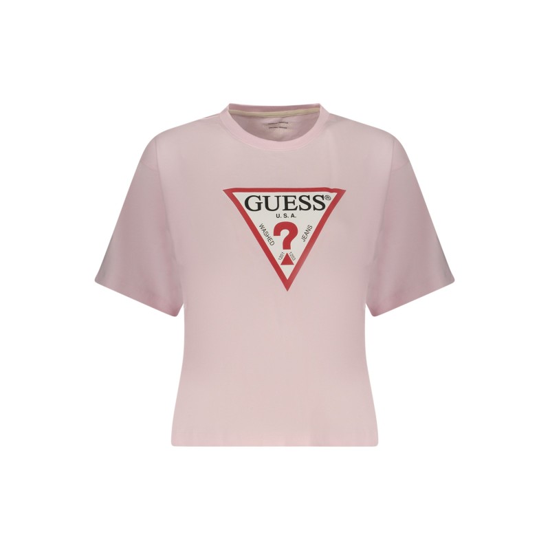 GUESS JEANS T-SHIRT MANICHE CORTE DONNA ROSA