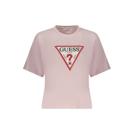 GUESS JEANS T-SHIRT MANICHE CORTE DONNA ROSA