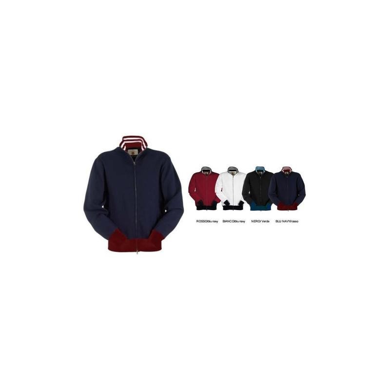 Felpa BROOKLYN Full Zip con Rib collo a contrasto 320 gr/mq