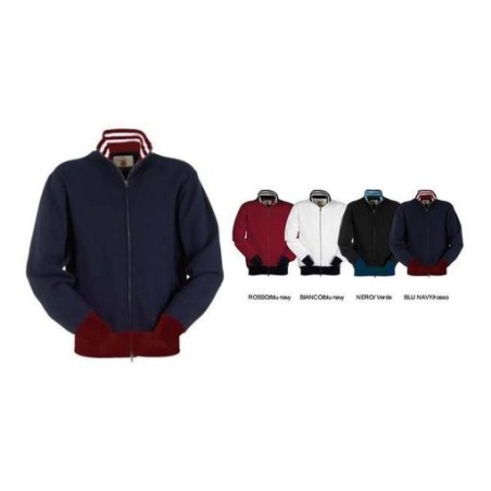 Felpa BROOKLYN Full Zip con Rib collo a contrasto 320 gr/mq