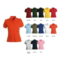 Polo NICE donna sfiancata a manica corta con 2 bottoni in tinta effetto perlato