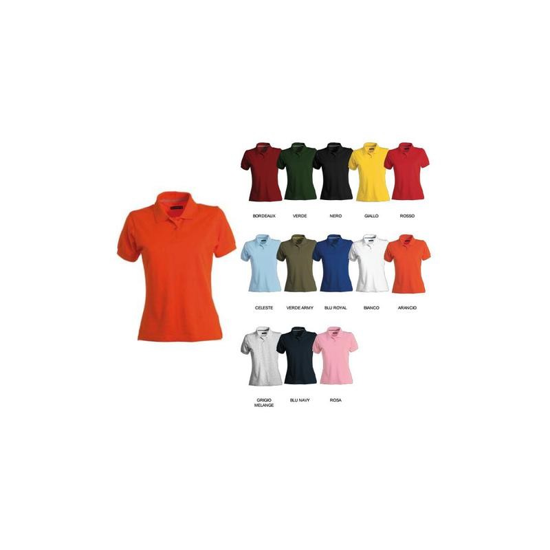 Polo NICE donna sfiancata a manica corta con 2 bottoni in tinta effetto perlato